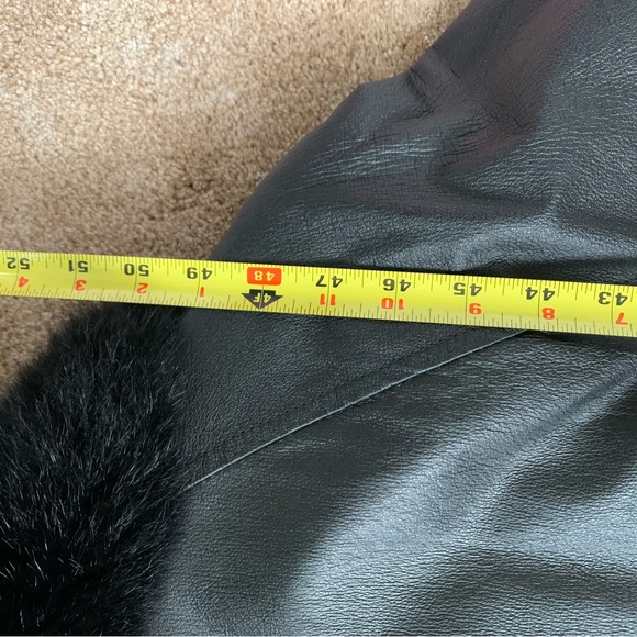 Full length Adolfo leather coat with opossum collar - Picture 8 of 14